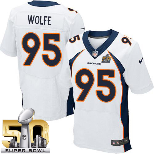 Nike Broncos #95 Derek Wolfe White Super Bowl 50 Men's Stitched NFL New Elite Jersey